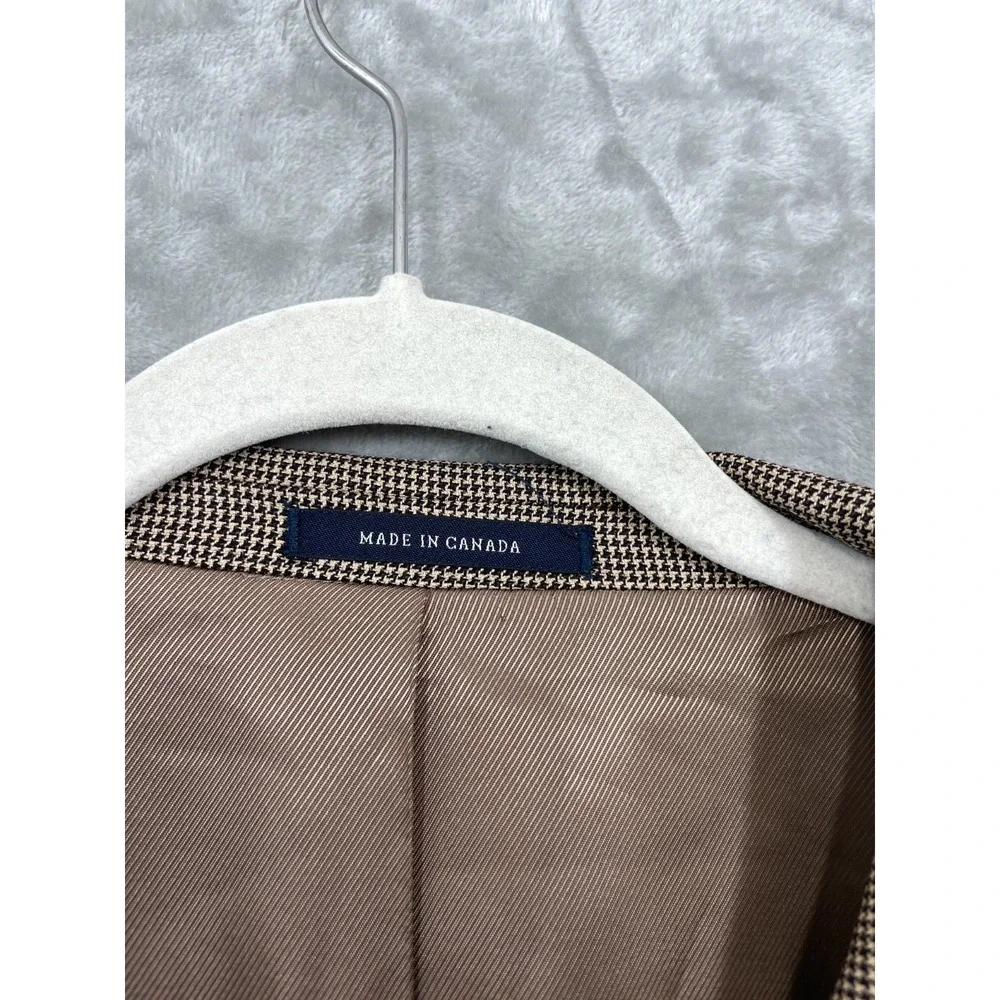 Cremieux Loro Piana Wool Sport Coat Mens 50L Tan Brown Houndstooth Canada